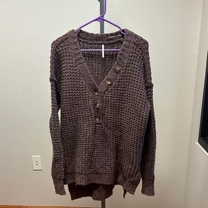 Free People Textured Brown Cardigan